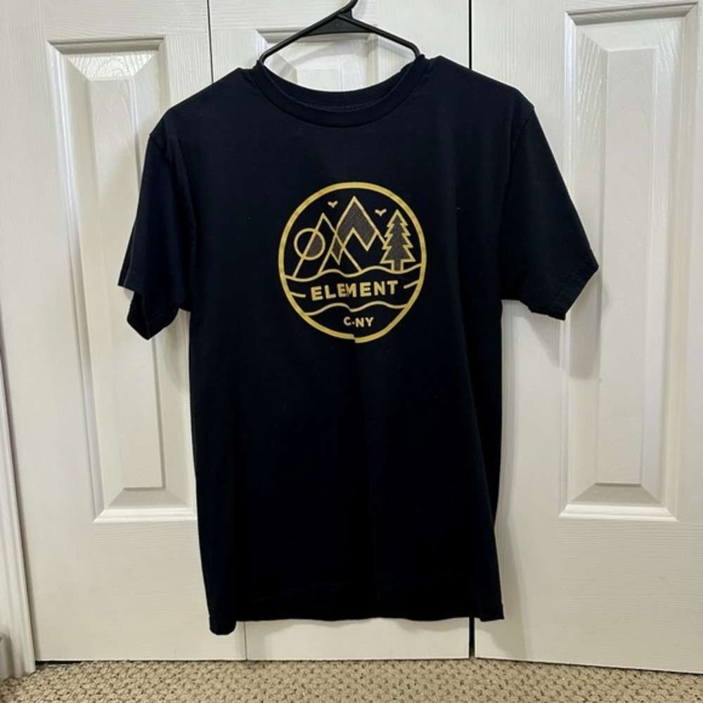 ELEMENT Skateboard Size M Nature T Shirt Black Yellow CA/NY Mountain Tree‎